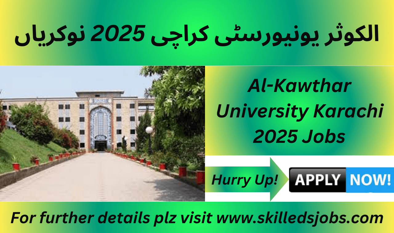 Al Kawthar University Karachi 2025 Jobs - Image showing professionals in an academic setting applying for positions like Assistant Registrars and IT roles.