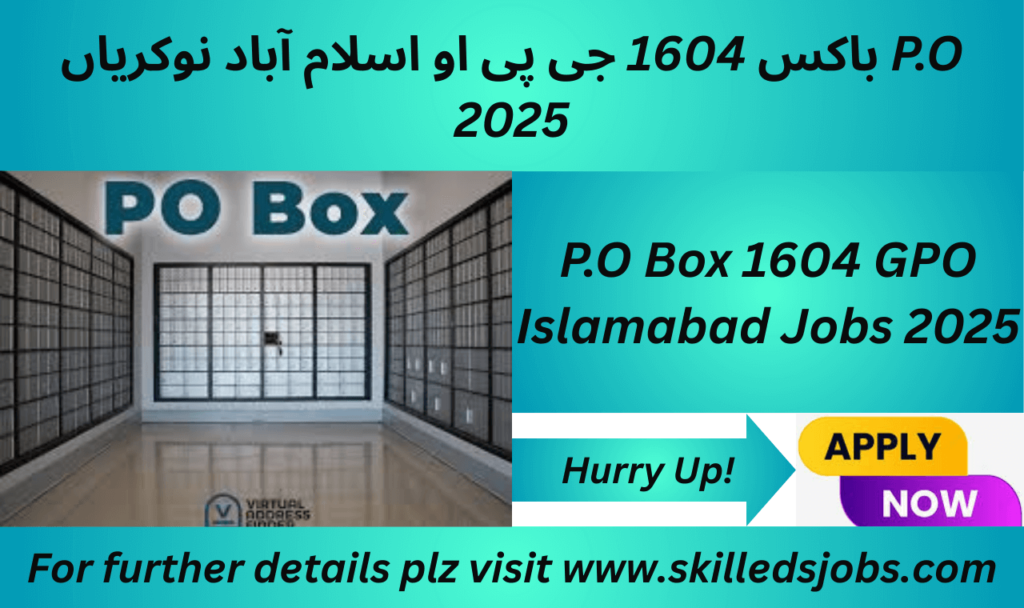  Lower Division Clerk (LDC) working in an office for P.O. Box 1604 GPO Islamabad Jobs 2025 Available