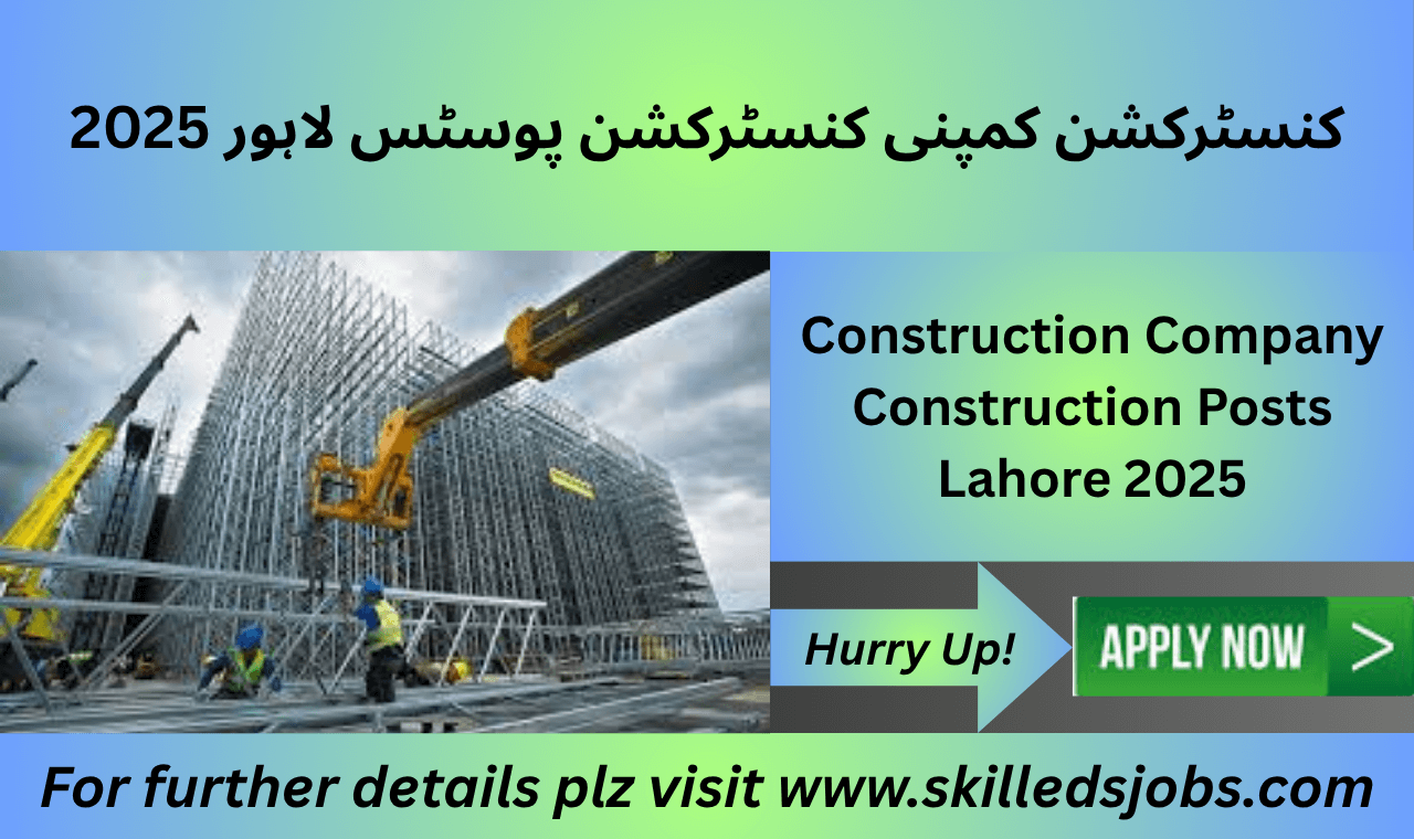 Construction workers operating equipment at a building site in Lahore.