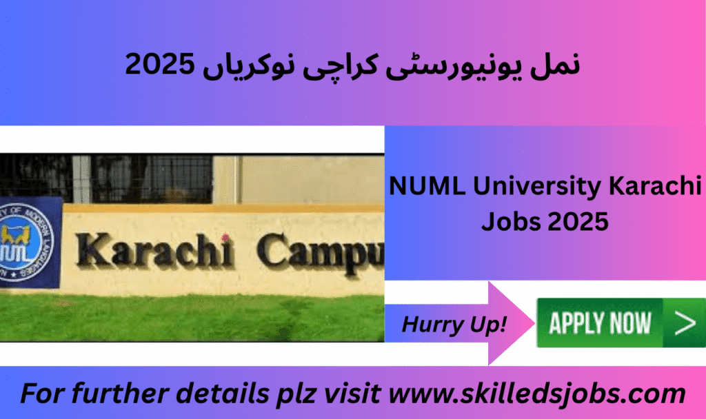 NUML Karachi teaching jobs 2025 campus view
